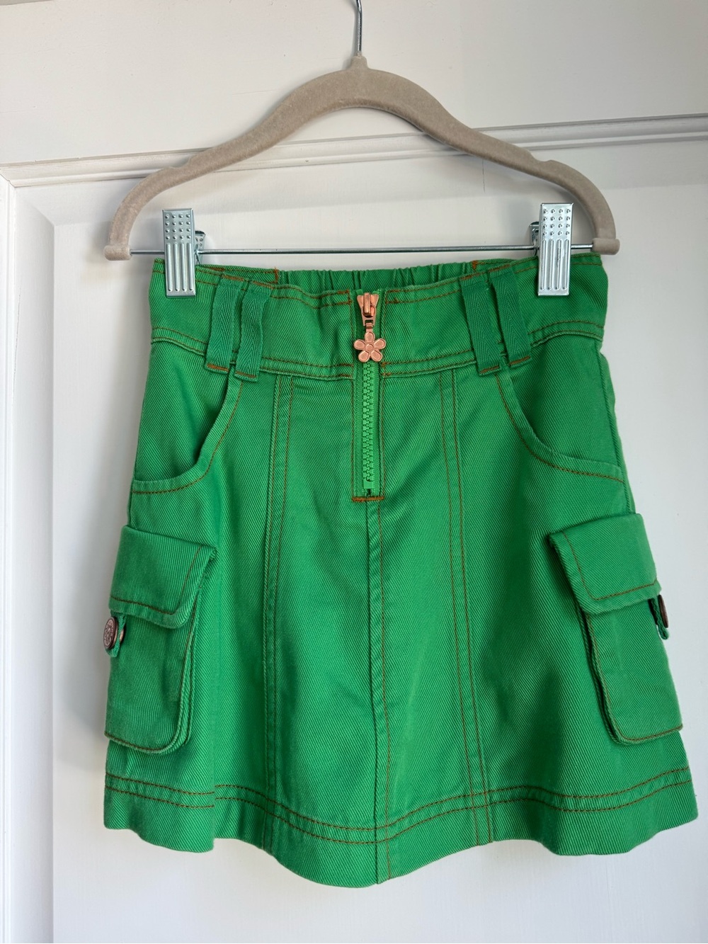 Finding Foxtale Girls Green Cargo Pocket Skirt with Flower Zip